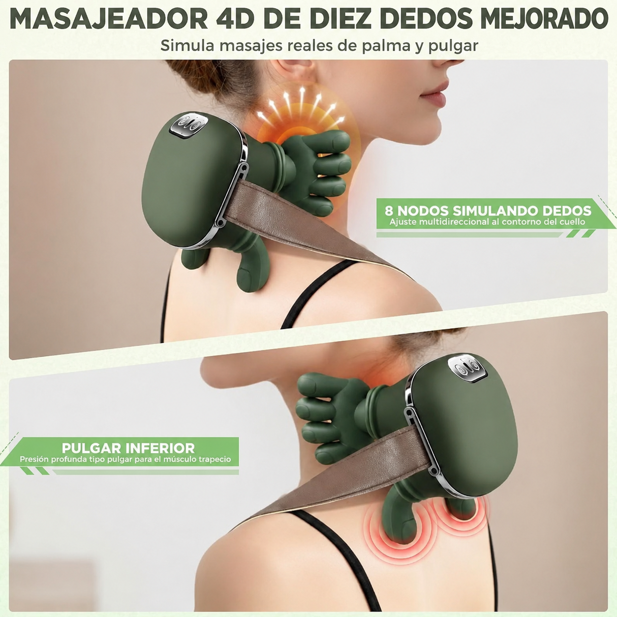 Masajeador 3D con Calor Terapéutico para Alivio Muscular